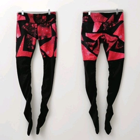 Alo Womens Goddess Black Legging Women's Small Red Geometric Space Pattern - Picture 1 of 14